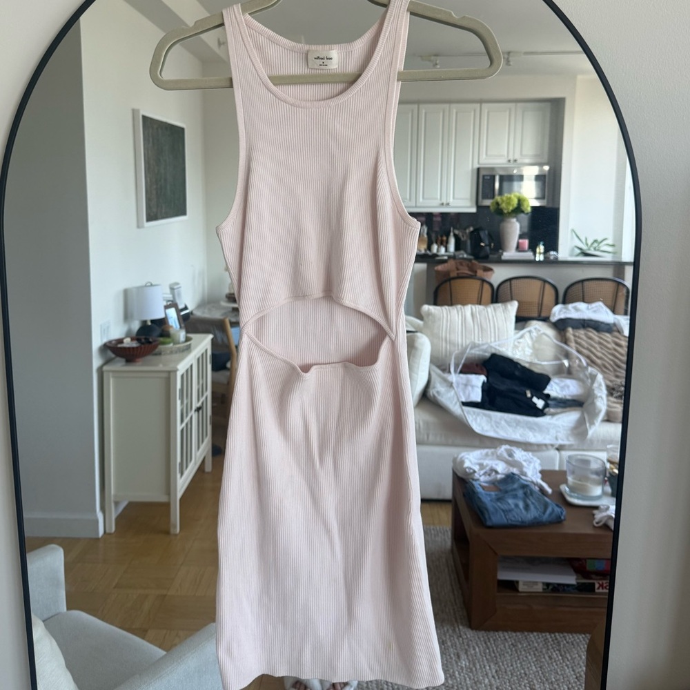 Cutout Ribbed Tank Dress - Light Pink